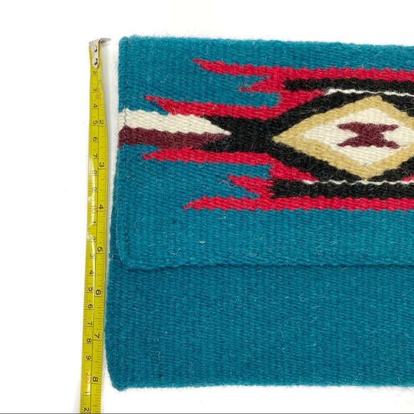 Turquoise Chimayo Style Wool Clutch Purse - Picture 13 of 13